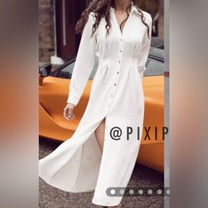 Zara White Long Sleeve Maxi Dress